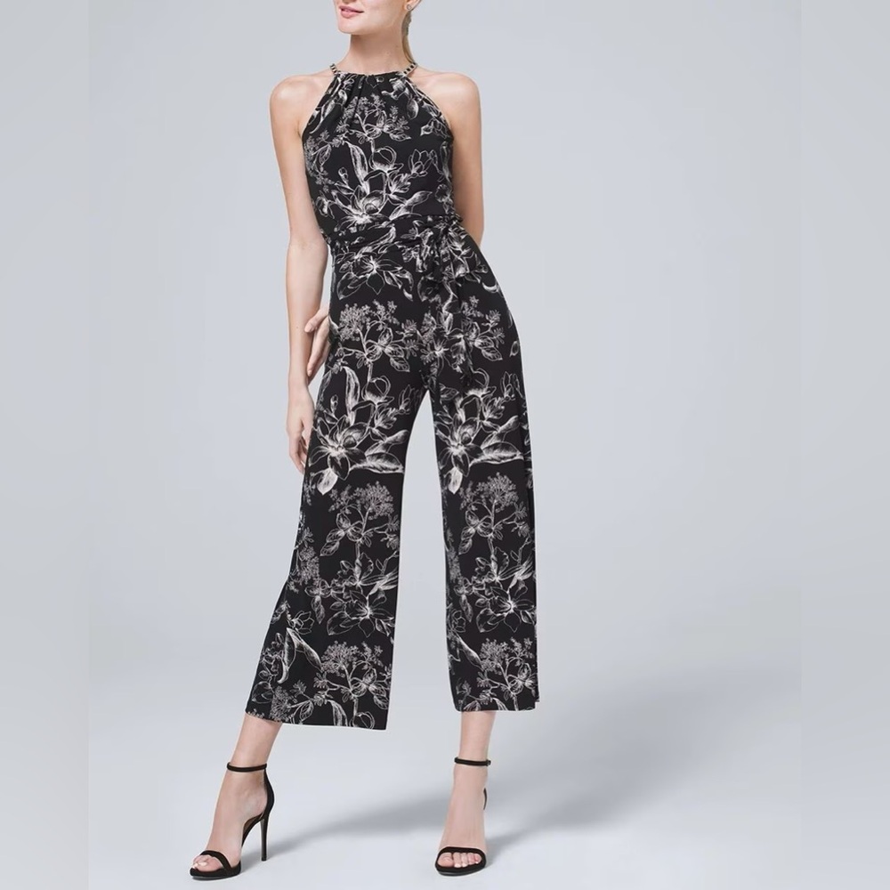 White House Black Market Chain Halter Cropped Jumpsuit